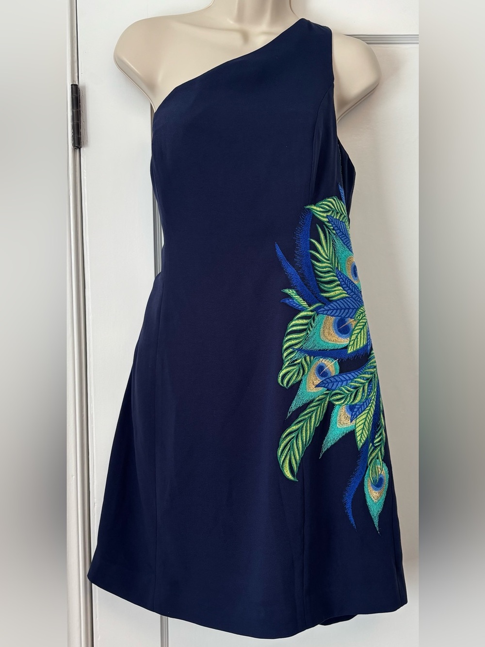 Lilly Pulitzer Jamie Dress – True Navy with Peacock Embroidery | Size 14 | NWT